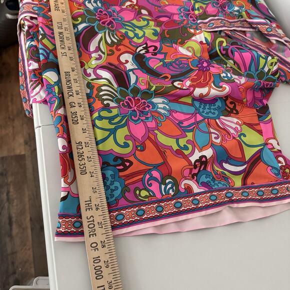 Trina Turk Sevilla Floral Swim Jersey Coverup M Multicolor Retro Resort Beachy - Picture 10 of 12